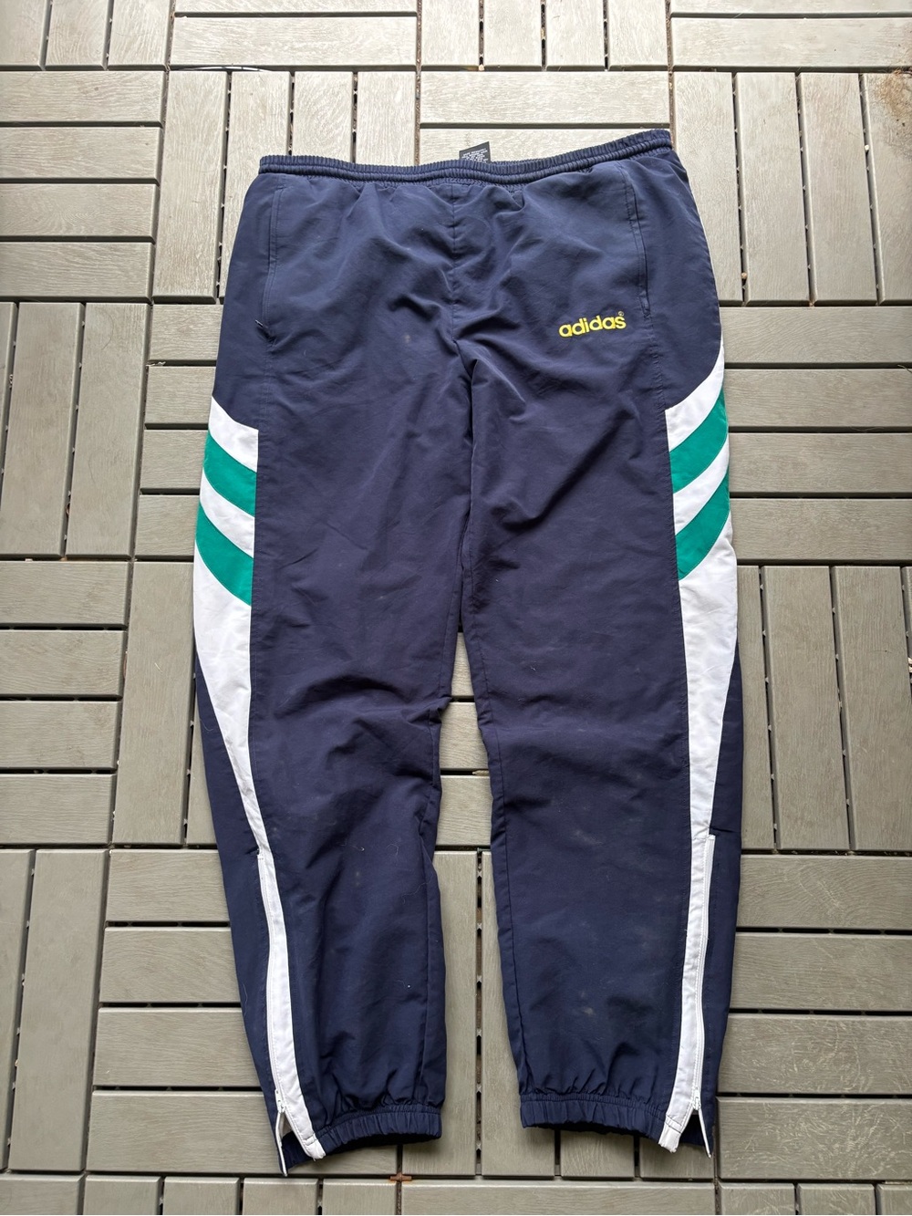 adidas Navy Track Pants with Green & White Accents